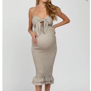 Pink Blush Smocked Maternity Dress